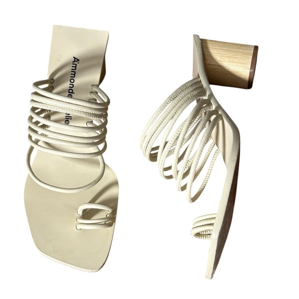 Revolve A'mmonde Atelier Ivory Leather Alessandra Sandals Heels  sz 6